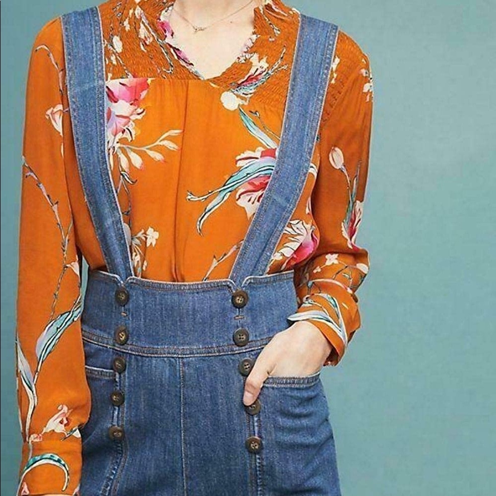 Anthropologie Pilcro Wide Leg Suspender Pant